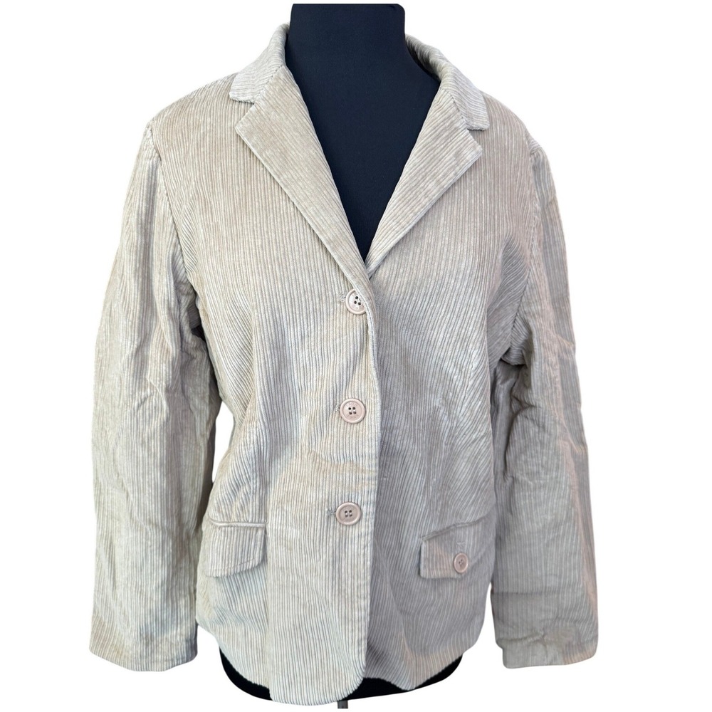 IZOD Tan Corduroy Blazer Classic Cotton Jacket Womens XL Preppy